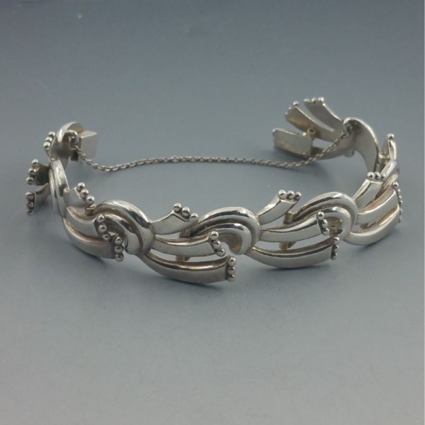 Margot De Taxco Silver Swirls Bracelet, Sterling Clamper Bracelet #5339 Book Piece